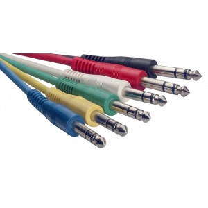 Stagg SPC060S E 60cm Mono Mini Jack Patch Cable Set, Six Pack 